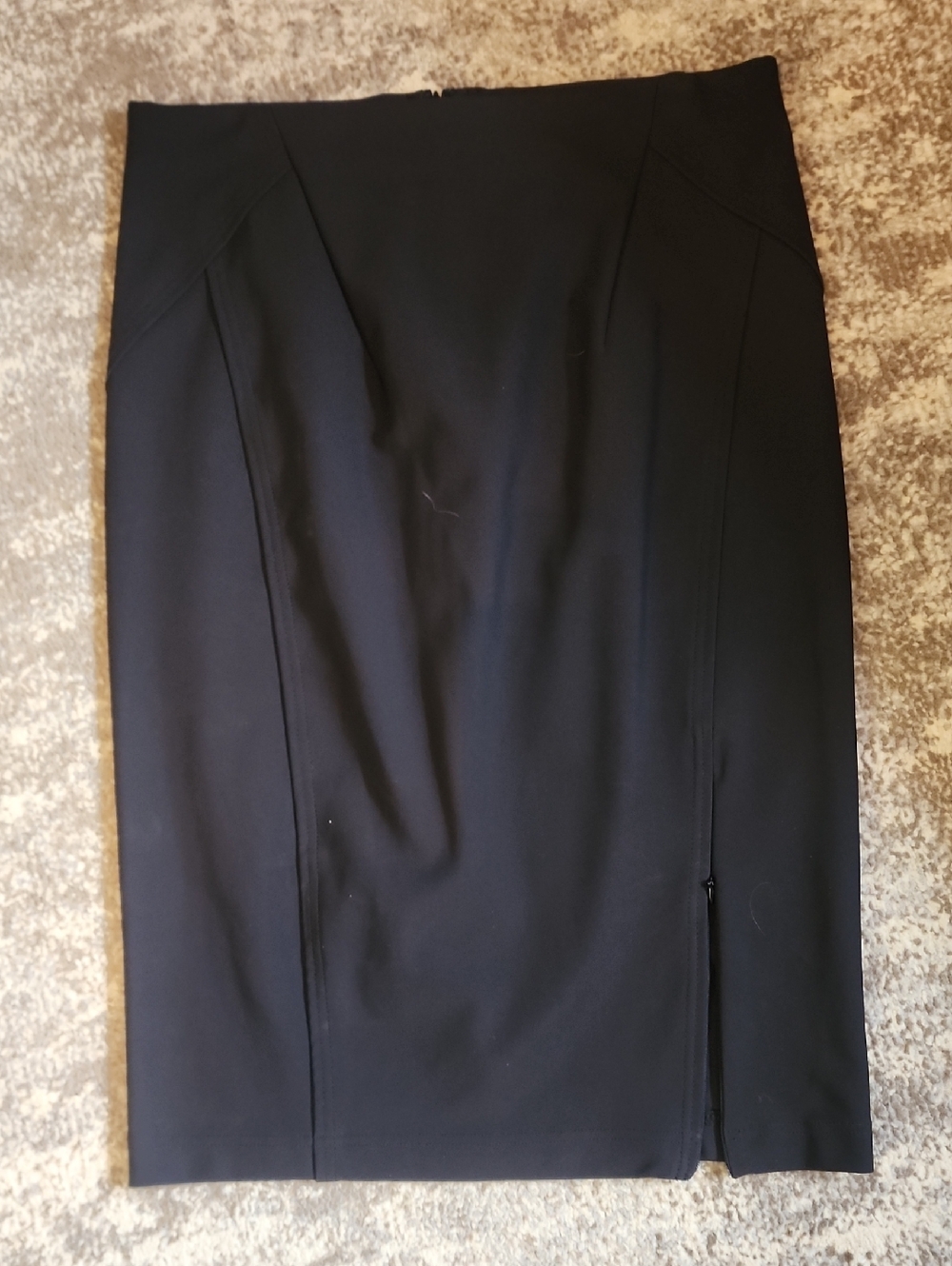 Donna Karan Black Midi Pencil Skirt with Side Slit - Picture 3 of 6